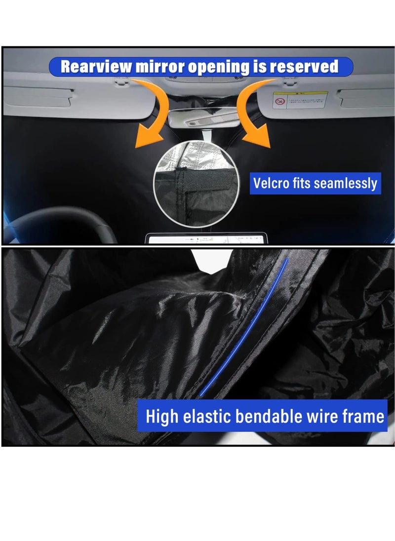 Excefore - Windshield Sunshade for Tesla Model Y, Foldable Windshield Cover Thicken Sunshade, for Tesla Model y/3 UV Reflector, Interior Tesla Accessories for Summer, Fit Keep Vehicle Cool - Image 1