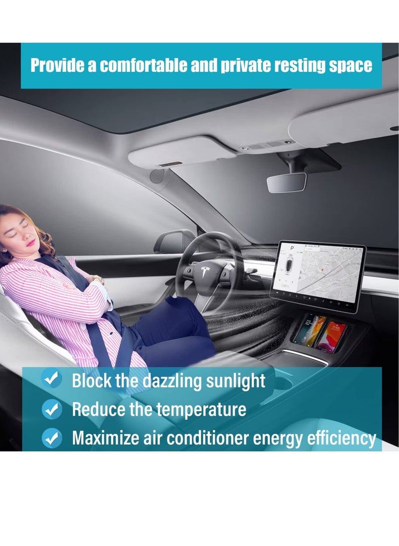 Excefore - Windshield Sunshade for Tesla Model Y, Foldable Windshield Cover Thicken Sunshade, for Tesla Model y/3 UV Reflector, Interior Tesla Accessories for Summer, Fit Keep Vehicle Cool - Image 1
