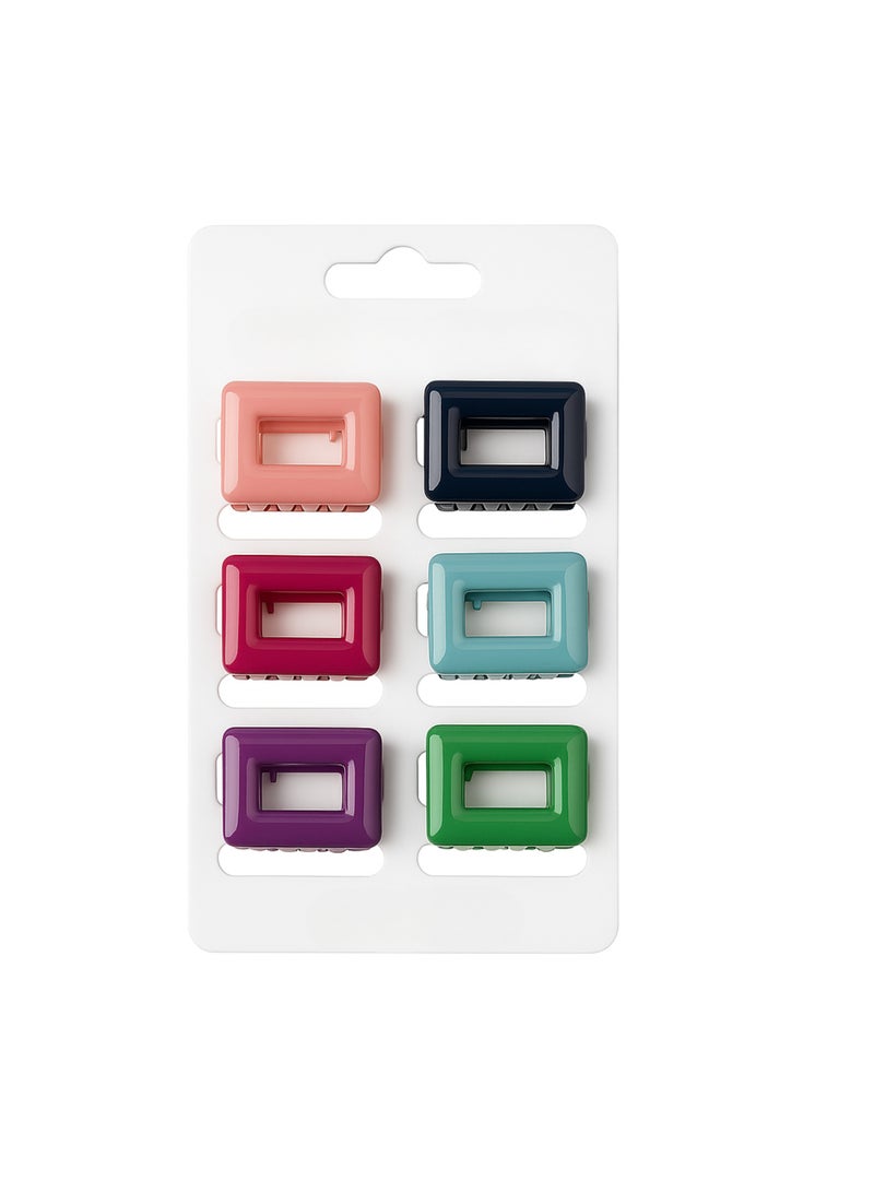 Colorful Mini Hair Clips Set, 6 Pieces. - Image 1