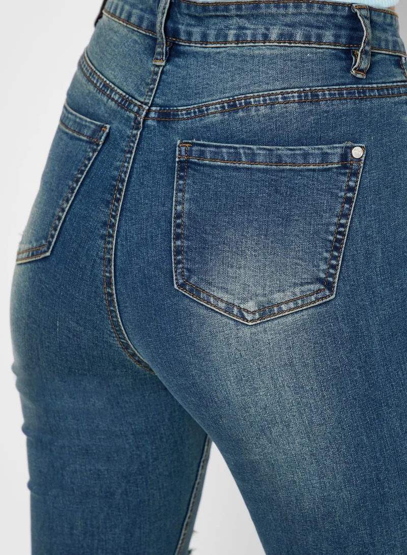 Missguided Sinner High Waist Ripped Jeans