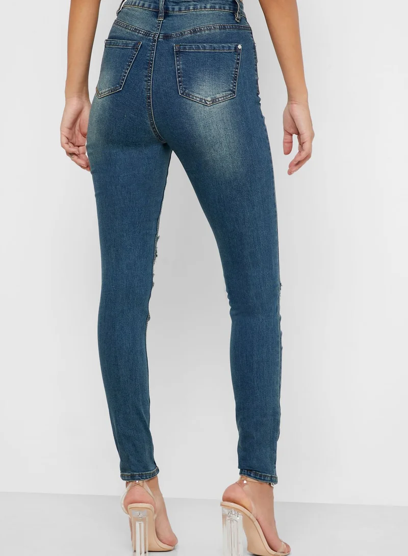 Missguided Sinner High Waist Ripped Jeans