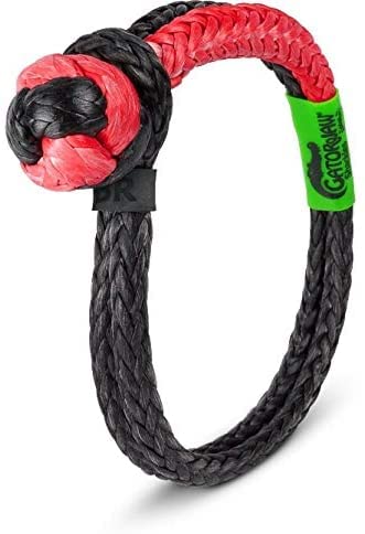 Bubba Rope 176746NGRB-L Heavy Duty 3/8" Synthetic Shackle NexGen PRO Gator Jaw Breaking Strength of 47,000 lb with HMPE in Red and Black, Accessory Ideal for Recovery and Towing Stuck Vehicle - Image 1
