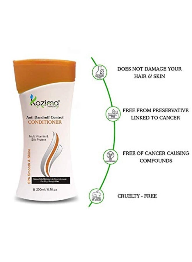 KAZIMA Anti Dandruff Control Conditioner For Hair Fall Defense, Helps Prevent Hair Loss, Total Damage Care, Silky Smooth Care, Moisture Conditioner, 200 ml (Pack of 2) - Image 2