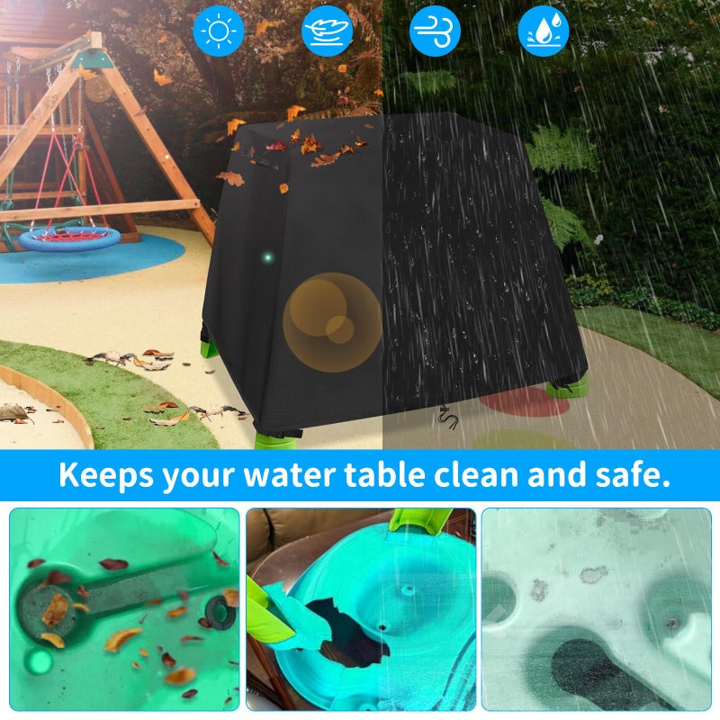 STARTWO Kids Water Table Cover Fit Rain Showers Splash Pond Water Table, Waterproof Outdoor Toys Cover - Black (Cover Only) - Image 4