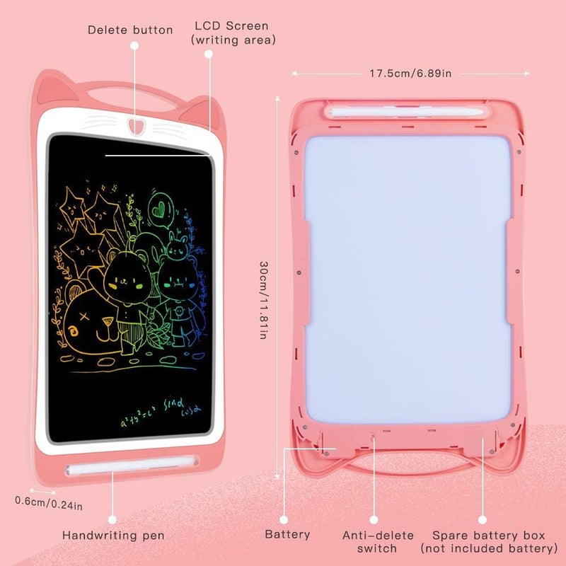 12 Inch Portable Electronic Drawing Board - Colorful LCD Writing Tablet for Kids (Pink) - Image 5