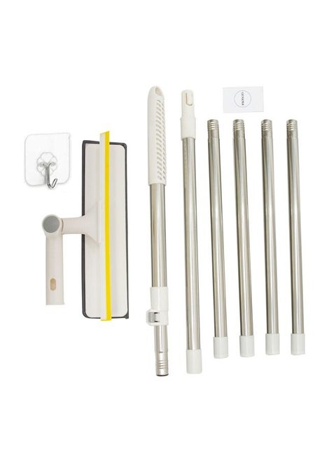 GEDUORIE Window Cleaning Mop and Squeegee with Microfiber Pad,Adjustable Long Handle Window Wiper High Window Cleaning Kit with Pole Telescopic Window Cleaner Tool (43''-110'' )