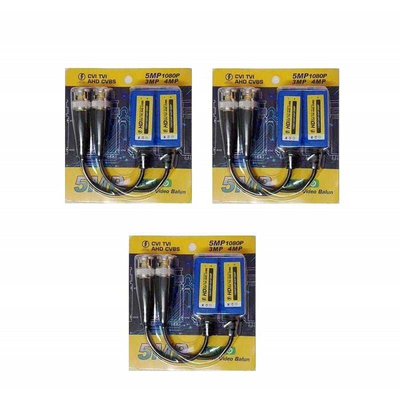 LipiWorld 5MP Split Joint Mini CCTV BNC HDCVITVICVBSAHD Passive Transceiver Video Balun Pack3 - Image 1