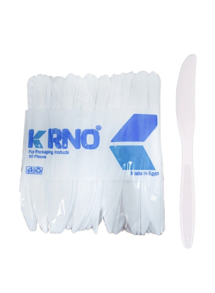 كرنو سكاكين بلاستيك - 50 قطعة - ابيض - Image 3