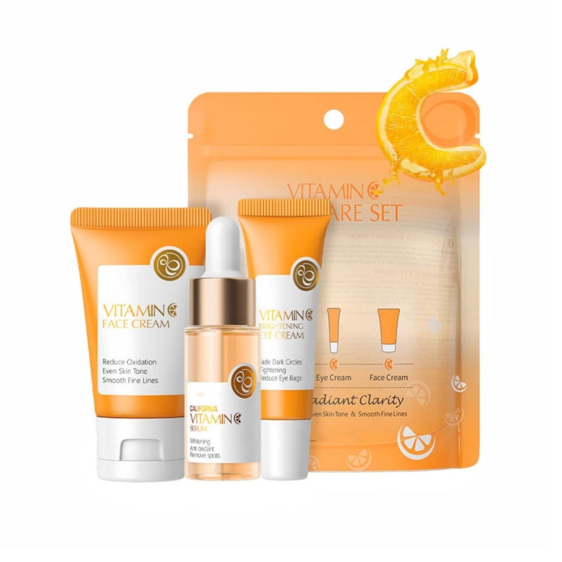 SURORAIN Skincare Set Gifts for Teenagers Girls Vitamin C Skin Care Set Travel Size Skin Care Set Hydrating Skin Reduce Wrinkles Includes Face SerumEye CreamFace Cream Smoothing Fine Lines3PCS