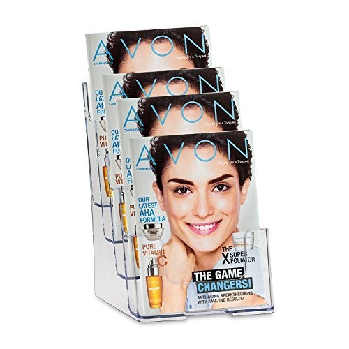 SourceOne 6 inch Wide 1/2 Page Multi-Pocket Booklet and Brochure Holder – Clear Acrylic Organizer – 4 Tier - Image 3