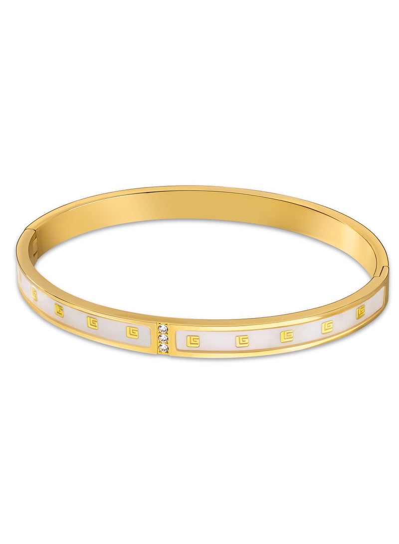 Guy Laroche Grace White and Gold Plated Bangle for Women - Image 1