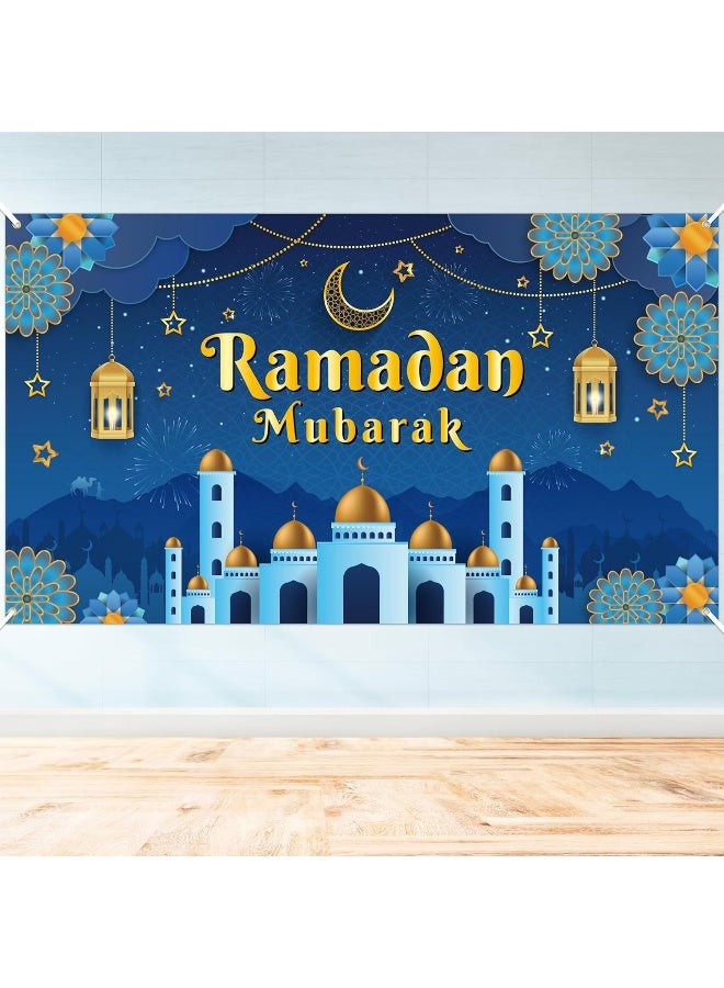 نيبمينينت تغطية باب رمضان مبارك، زينة رمضان للمنزل، خلفية عيد مبارك كبيرة مع علامة قلاع القمر للديكور الداخلي والخارجي للمسلمين، مستلزمات حفلات.