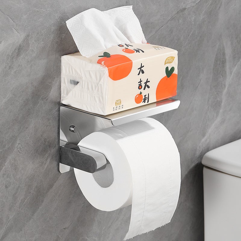 El Gun Gray Toilet Paper Holder 304 Stainless Steel Punch-Free Roll Paper Holder Black Lazy Tissue Holder - Image 5