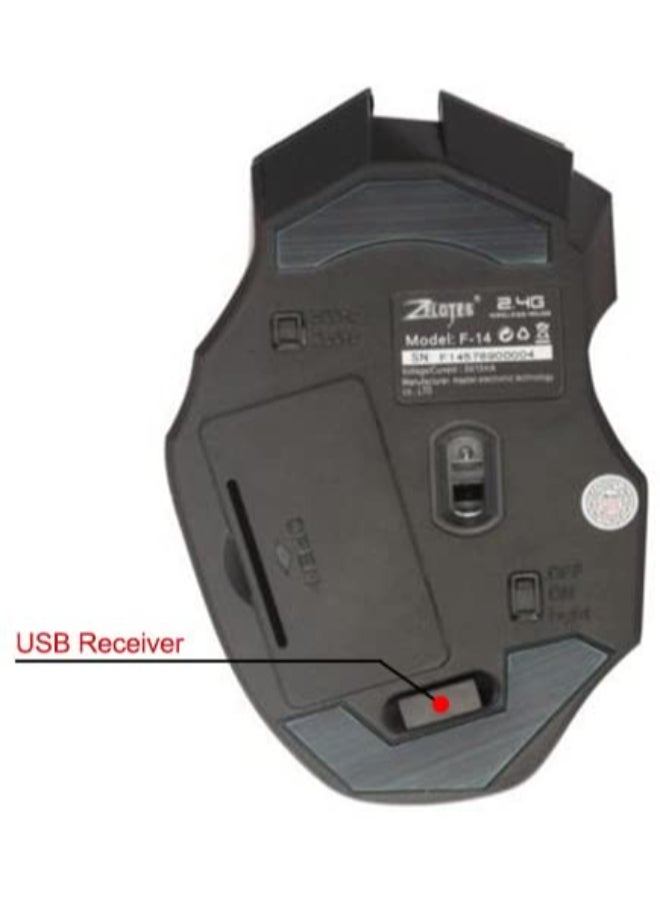 general LED Colorful Breathing Lights Wireless Gaming Mouse Black - Image 4