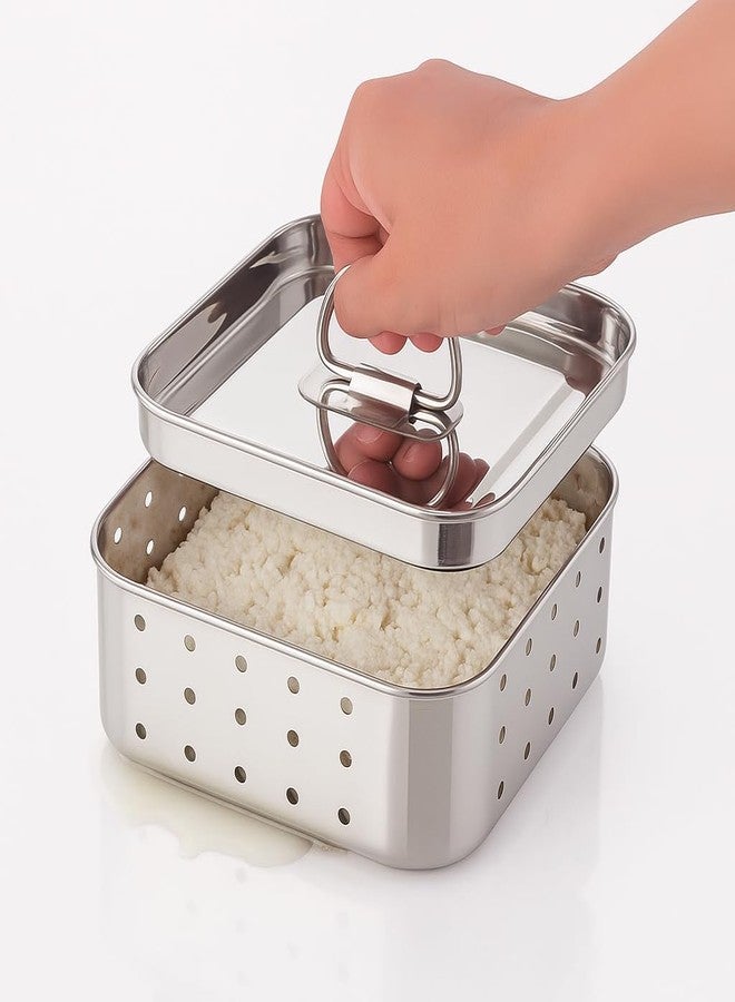 Dangfly Stainless Steel Paneer Maker Mould with Lid| Square Paneer & Tofu Press | Whey Separator for Homemade Paneer, Tofu & Cheese | Easy to Use, Rust-Free & Durable (450 ML) - Image 1