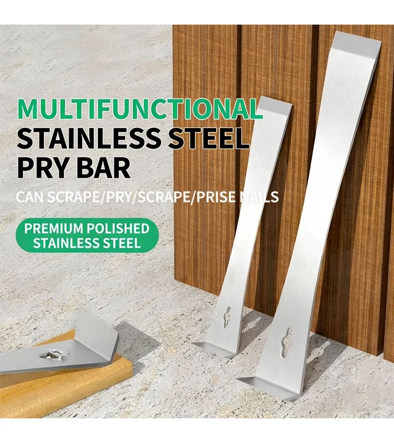 Universal Multifunctional Stainless Steel Pry Bar with Nail Puller Medium - Image 1
