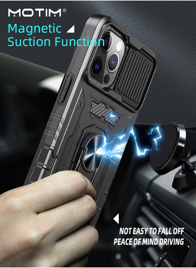 Motim 3 in 1 Kickstand Phone Case for iPhone 14/14 Pro/14 Plus/14 Pro Max MLT-Grade Drop Protection Shockproof Heavy Duty Case with Screen Protect Film and Slide Camera Cover  - Image 5