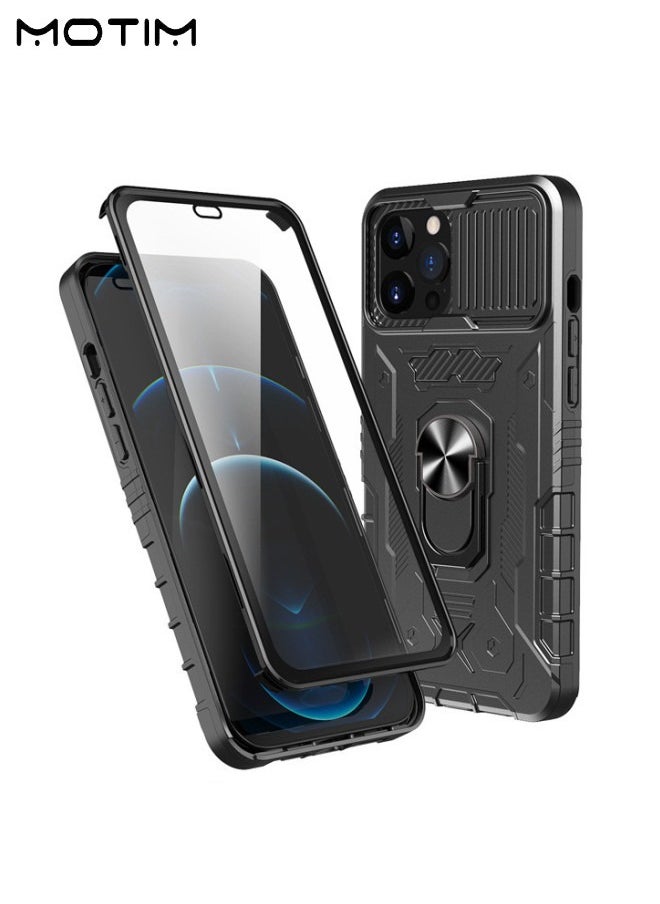 Motim 3 in 1 Kickstand Phone Case for iPhone 14/14 Pro/14 Plus/14 Pro Max MLT-Grade Drop Protection Shockproof Heavy Duty Case with Screen Protect Film and Slide Camera Cover  - Image 1