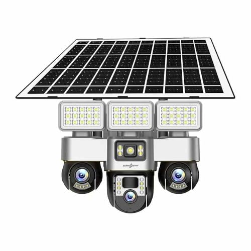 Active Pixel 4G Solar Powered 4MP CCTV Camera with 2+1 Lens | PTZ 360° Wireless Outdoor Security Camera with LED Floodlights | Motion Detection, SIM Card Slot, 2-Way Audio, IP66 Waterproof - Image 1