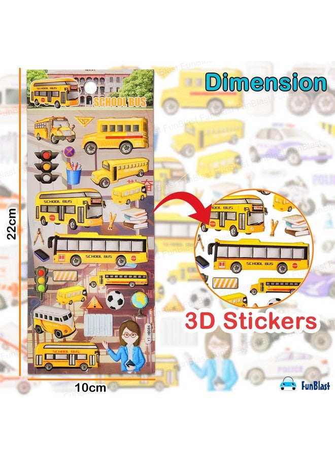 فنبلاست مجموعة ملصقات فان بلاست بطابع حافلة مدرسية - ورقتان، أكثر من 50 ملصقًا كاواي منتفخًا للأطفال، ملصقات ثلاثية الأبعاد للبنات، ملصقات جمالية، ملصقات إسفنجية للأطفال، ملصقات ذاتية اللصق (متعددة الألوان) - Image 2