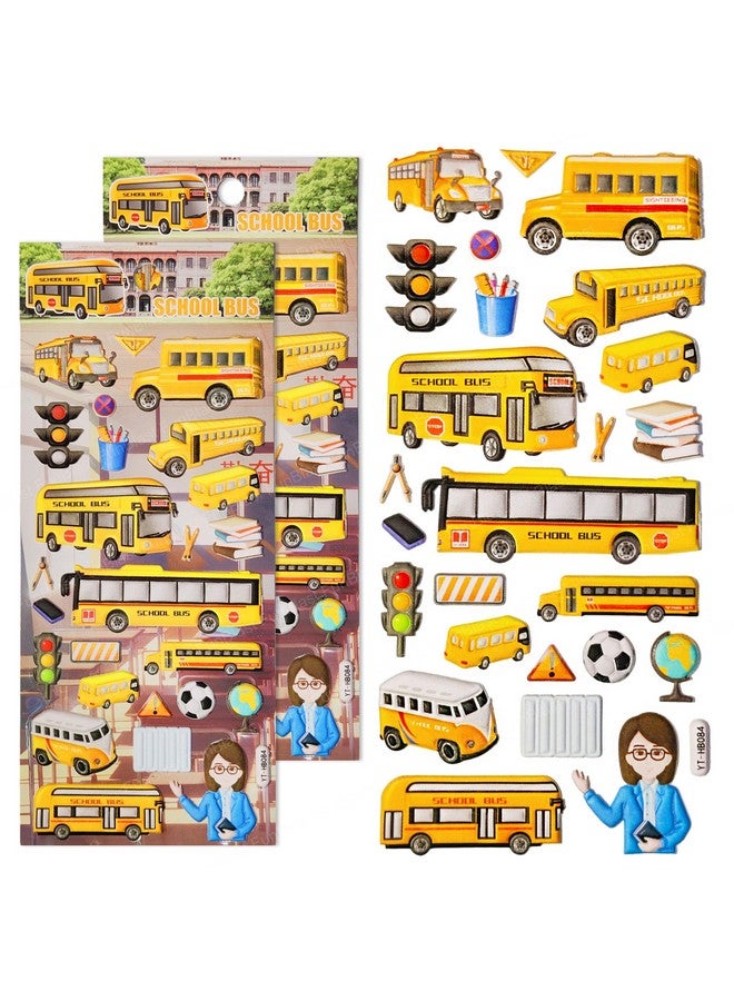 فنبلاست مجموعة ملصقات فان بلاست بطابع حافلة مدرسية - ورقتان، أكثر من 50 ملصقًا كاواي منتفخًا للأطفال، ملصقات ثلاثية الأبعاد للبنات، ملصقات جمالية، ملصقات إسفنجية للأطفال، ملصقات ذاتية اللصق (متعددة الألوان) - Image 1
