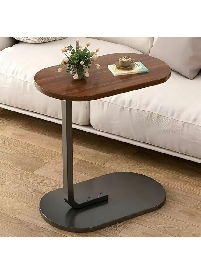 Modern Side Coffee Table Compact Living Room Accent Furniture Wooden Top Metal Stand Sofa Bedside Snack Laptop Holder Minimal Design Space Saving Home Decor Use - Image 1