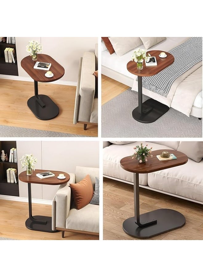 Modern Side Coffee Table Compact Living Room Accent Furniture Wooden Top Metal Stand Sofa Bedside Snack Laptop Holder Minimal Design Space Saving Home Decor Use - Image 2