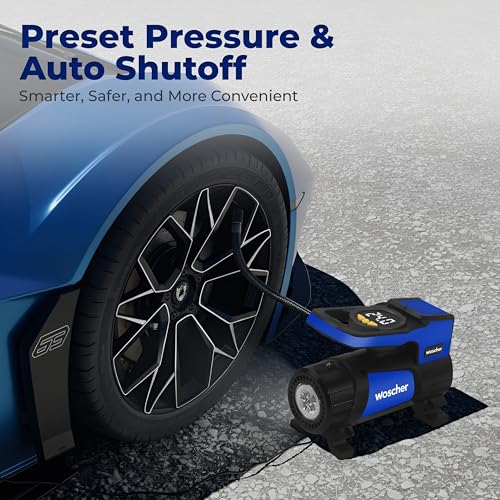 Woscher BoltAir Digital Tyre Inflator for Car and Bike | 12V DC Fast Inflation 150 psi | Strong Metal Body with Emergency LED Light,Heavy Duty Zipper Bag - Image 3