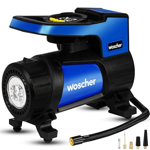 Woscher BoltAir Digital Tyre Inflator for Car and Bike | 12V DC Fast Inflation 150 psi | Strong Metal Body with Emergency LED Light,Heavy Duty Zipper Bag - Image 1