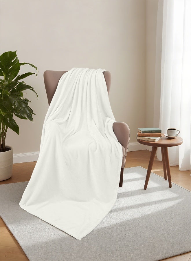 ايست من نون بطانية خفيفة الوزن 250 GSM فائقة النعومة من الألياف الدقيقة الفاخرة للسرير والأريكة باللون الكريمي - الحجم 220x230 سم - Image 1