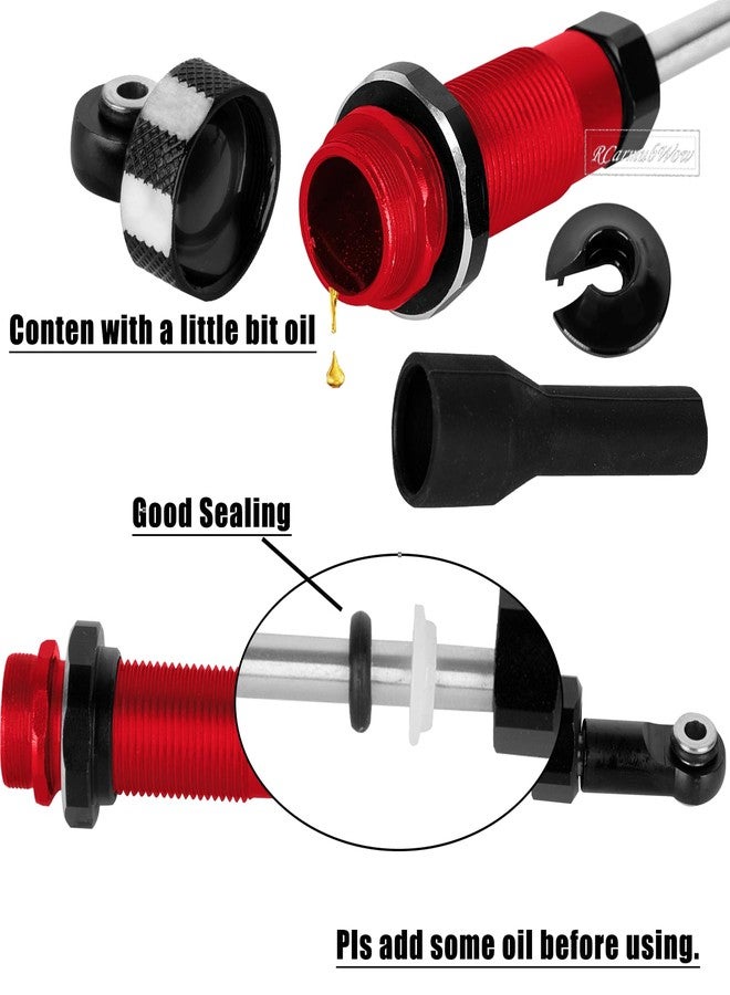 RCarmubWow RC Shock Absorber Upgrades Part for 1/10 Jato 4X4 Brushless,Jato 4X4 VXL,Alloy Aluminium Shocks Front Rear,Replace #7462,Red - Image 3