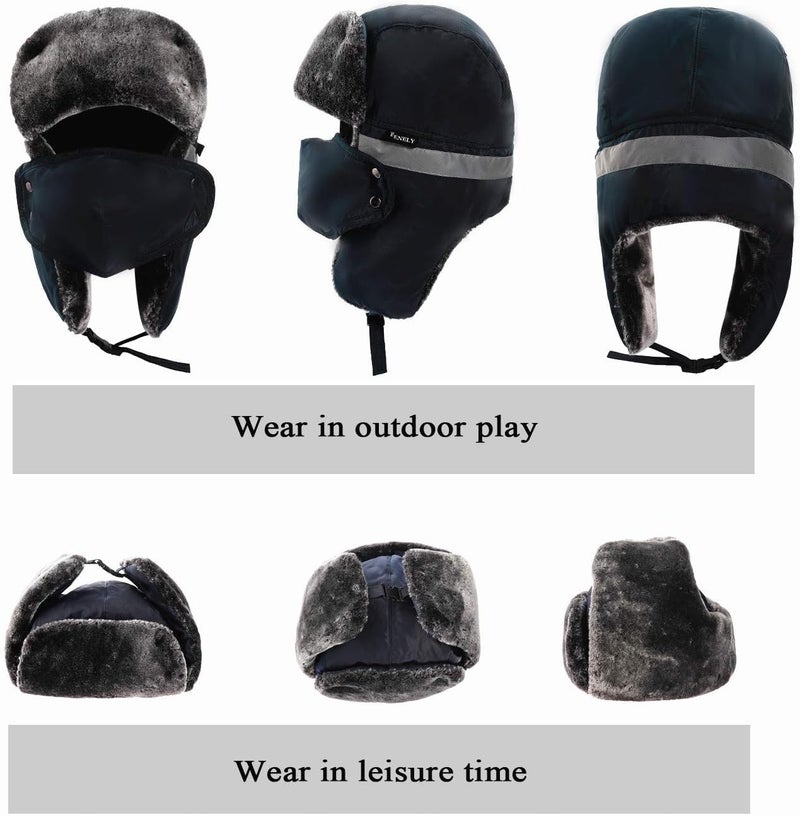 FENELY Winter Trapper Hats Ushanka Russian- Men Women Trooper Ear Flaps Hunting Face Masks Ski Snow Cold Weather - Image 2