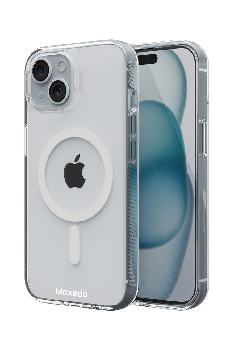 Moxedo Magnetic Protective Case 360 Protection Clear Case Hard PC with Built-in Strong Magnets Compatible with Magnetic Safe Designed for iPhone 15 6.1 inch (White) - Image 1