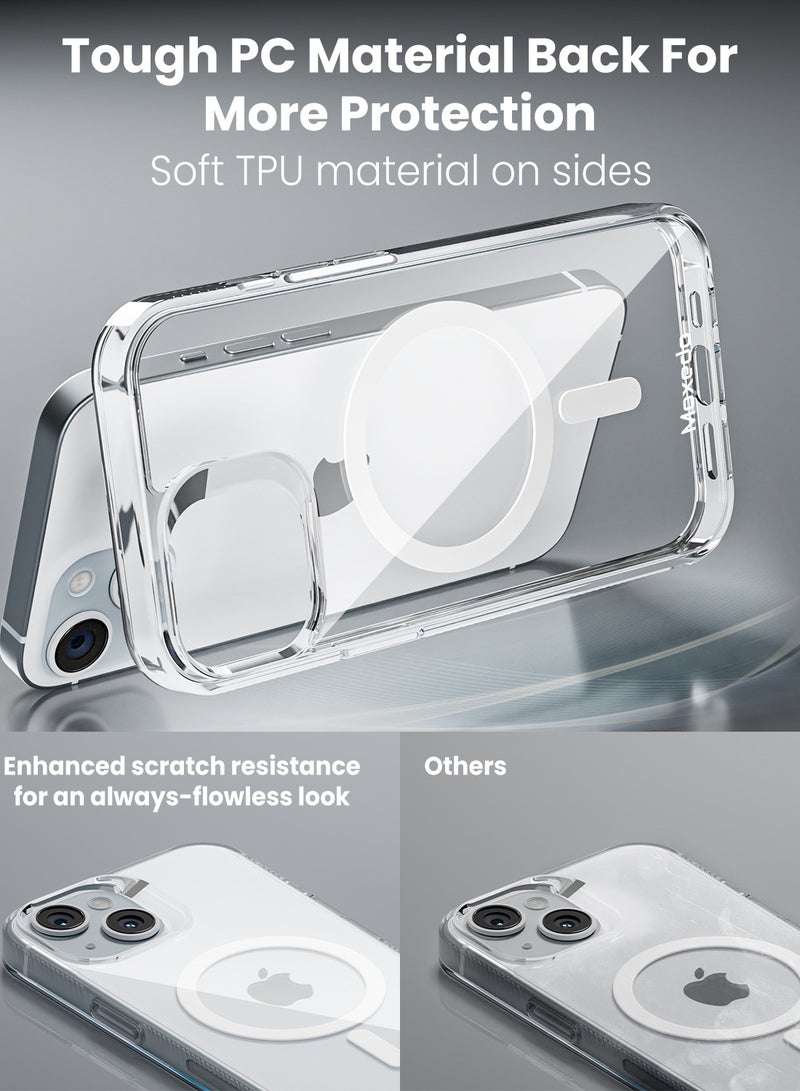Moxedo Magnetic Protective Case 360 Protection Clear Case Hard PC with Built-in Strong Magnets Compatible with Magnetic Safe Designed for iPhone 15 6.1 inch (White) - Image 3