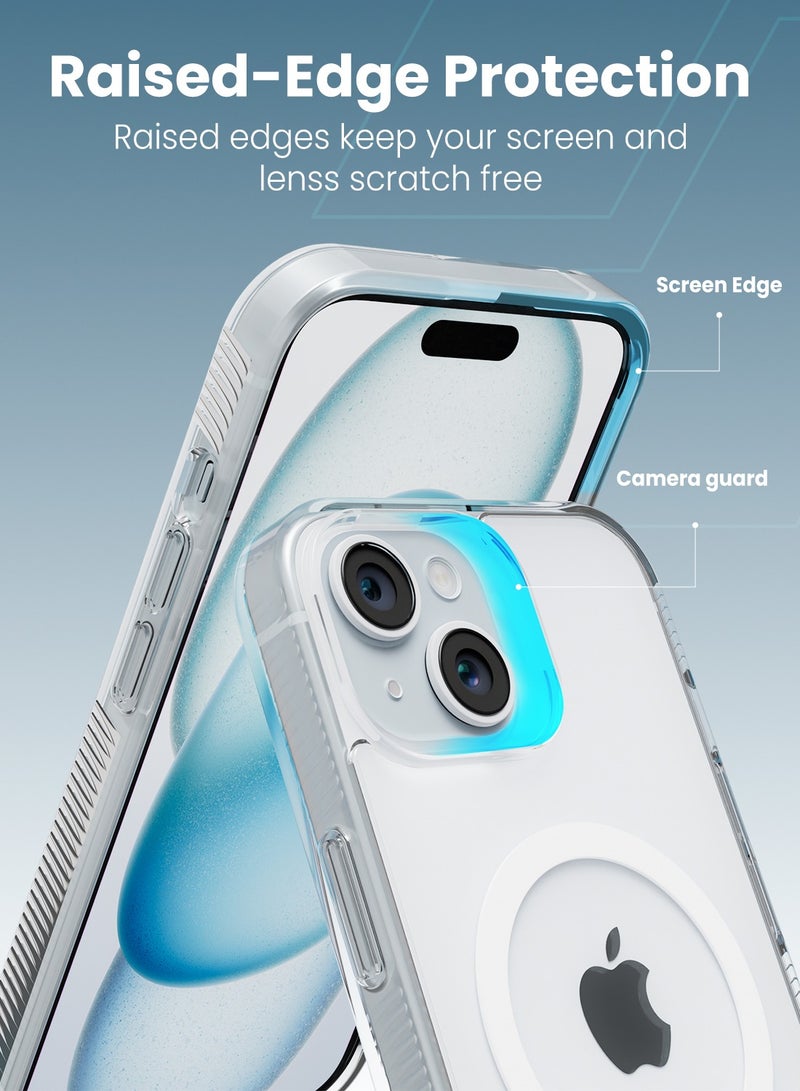 Moxedo Magnetic Protective Case 360 Protection Clear Case Hard PC with Built-in Strong Magnets Compatible with Magnetic Safe Designed for iPhone 15 6.1 inch (White) - Image 4