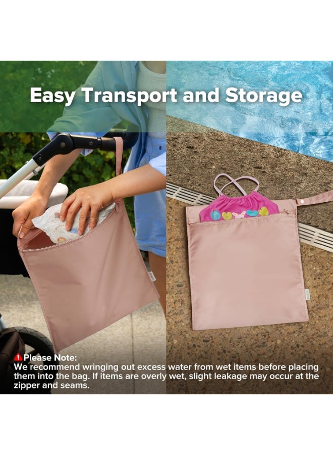 haakaa Waterproof Wet Bags for Baby Wet Dry Bags for Cloth Diaper, Swimsuit & Travel, 2pcs, Blush - Image 4