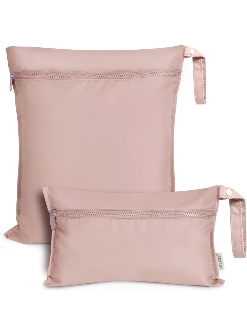 haakaa Waterproof Wet Bags for Baby Wet Dry Bags for Cloth Diaper, Swimsuit & Travel, 2pcs, Blush - Image 1
