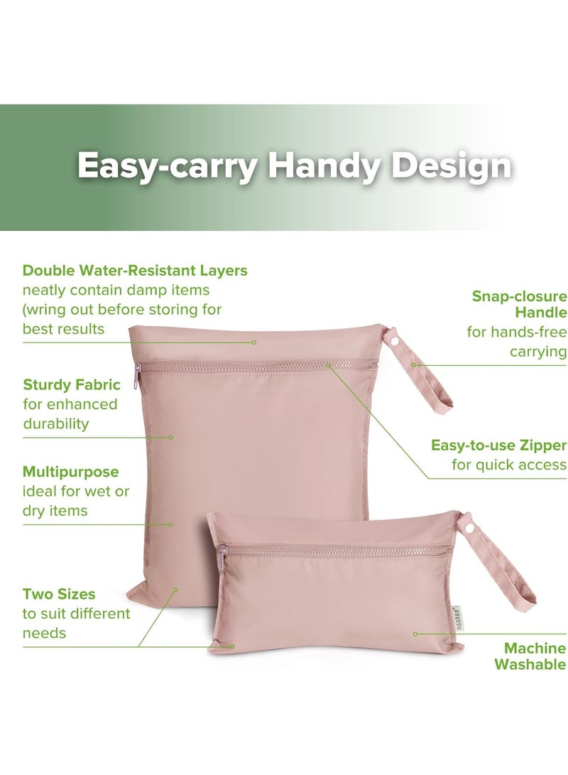 haakaa Waterproof Wet Bags for Baby Wet Dry Bags for Cloth Diaper, Swimsuit & Travel, 2pcs, Blush - Image 2