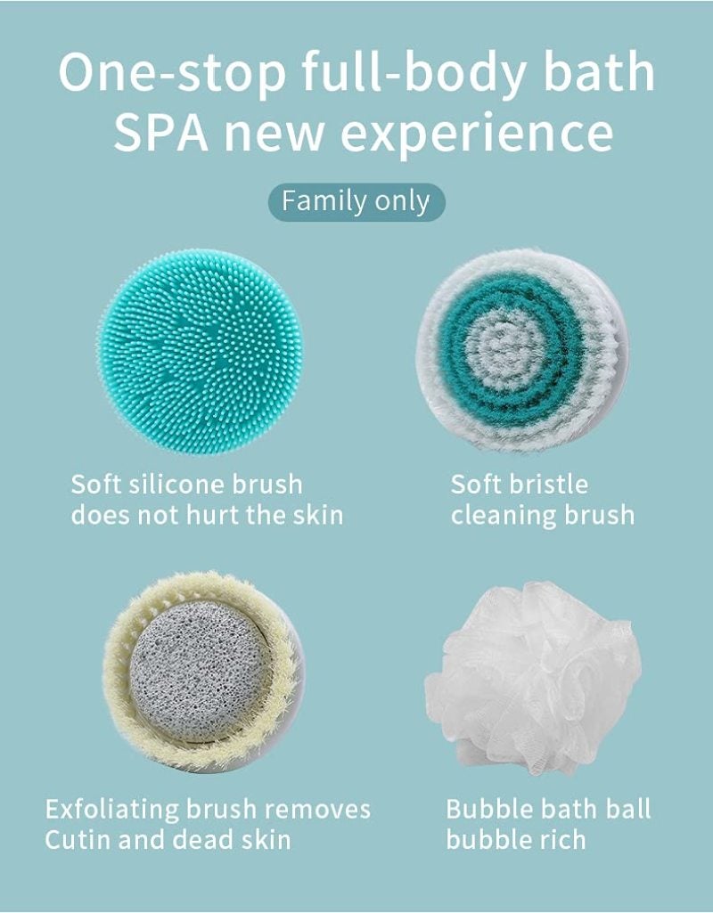 Electric Body Brush: 14.6-Inch Green Rechargeable Cordless - 360° 11,500 RPM Spa-Level Deep Cleansing Rotating Brush for Travelers, Home Users And Flexibility-Challenged Users - Image 4
