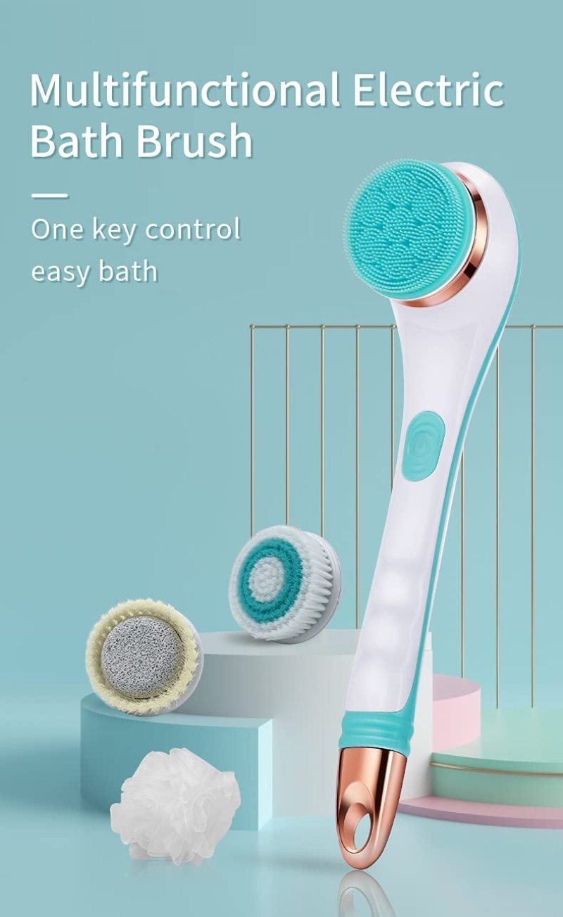 Electric Body Brush: 14.6-Inch Green Rechargeable Cordless - 360° 11,500 RPM Spa-Level Deep Cleansing Rotating Brush for Travelers, Home Users And Flexibility-Challenged Users - Image 3