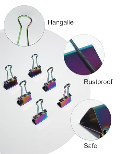 QUJUFIND 10 Pcs Rainbow Paper Clamps,Medium Binder Clips, 1 Inch Length for Office Use, Organize Files and Folders - Image 5