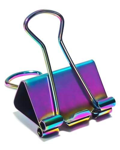 QUJUFIND 10 Pcs Rainbow Paper Clamps,Medium Binder Clips, 1 Inch Length for Office Use, Organize Files and Folders - Image 1