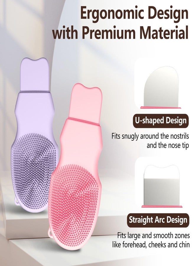 Mulyric 2-Pack Blackhead Remover Double Headed Scraper, Silicone Face Scrubber for Deep Cleansing, Portable Mini Skin Care Tool for Men & Women (Pink + Purple) - Image 2