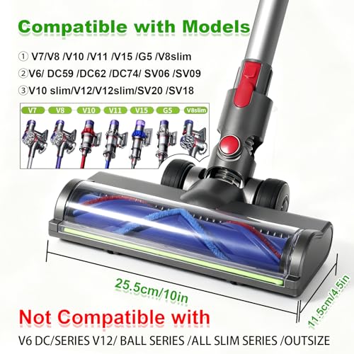 yqlbgprj Upgraded Anti-Tangle Replacement Vacuum Cleaner Head With LED Green Light, Compatible With Dyson V15 V11 V10 V7 G5 V8 Slim Cordless Vacuum Cleaner Head Replacement Quick-Release Design Dyson v8 head - Image 2