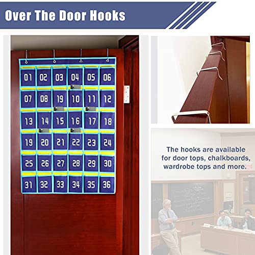 Loghot Classroom Accessories Closet Pocket Chart for Cell Phones Holder Wall Door Hanging Organizer (36 Pockets Blue) - Image 5