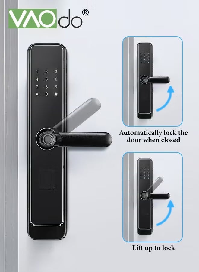 VAOdo Fingerprint Smart Door Lock with Handle & Keypad, No More Lost Keys, for Home, Use Magnetic Card Fingerprint Password or Key to Unlock, Kids, Airbnb & Rental Property - Image 1