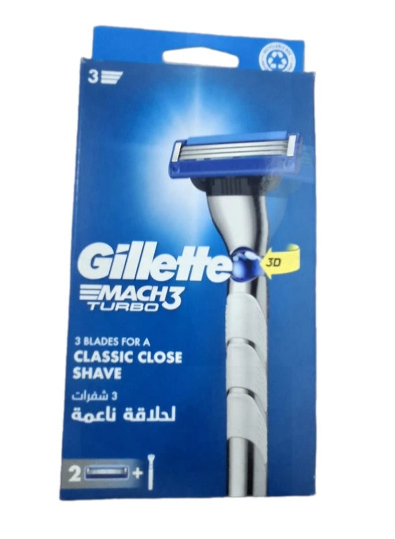 ماكينة حلاقة جيليت ماك 3 توربو مع شفرتين