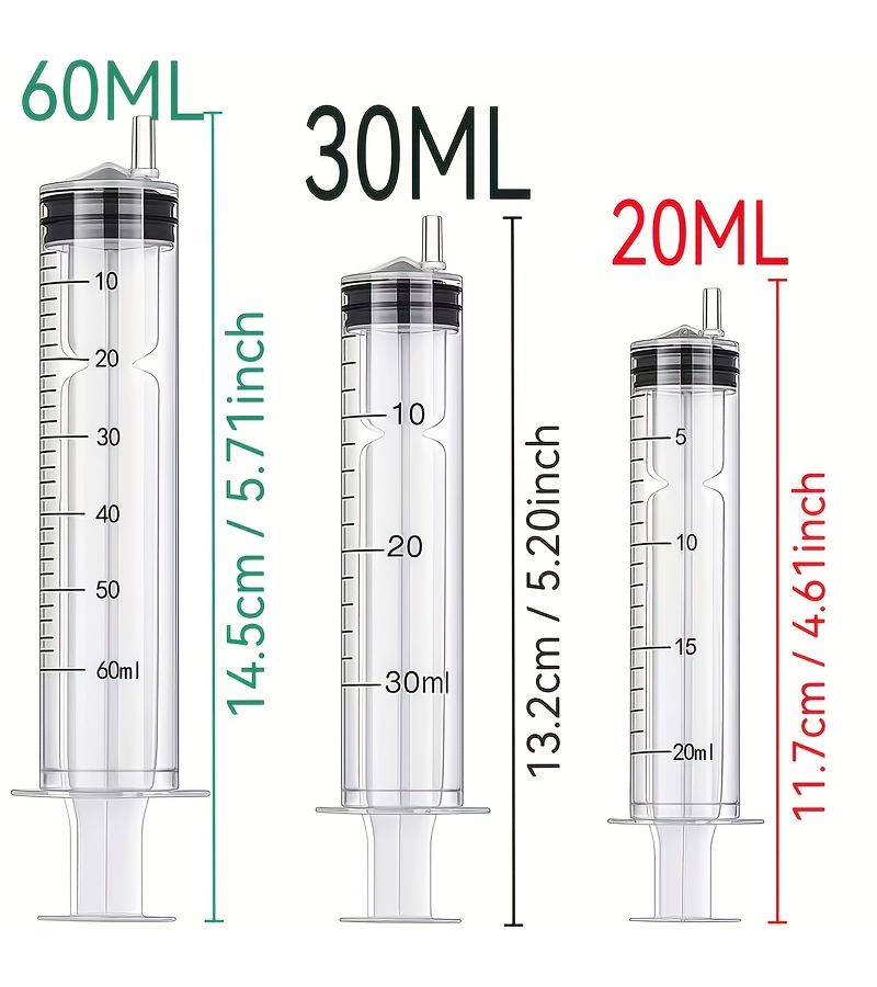 7 Pcs Multi Size Small Capacity Plastic Syringes 0.03 To 2.03 Oz For Scientific Laboratory Liquid Measurements And Pet Feeding - Image 2