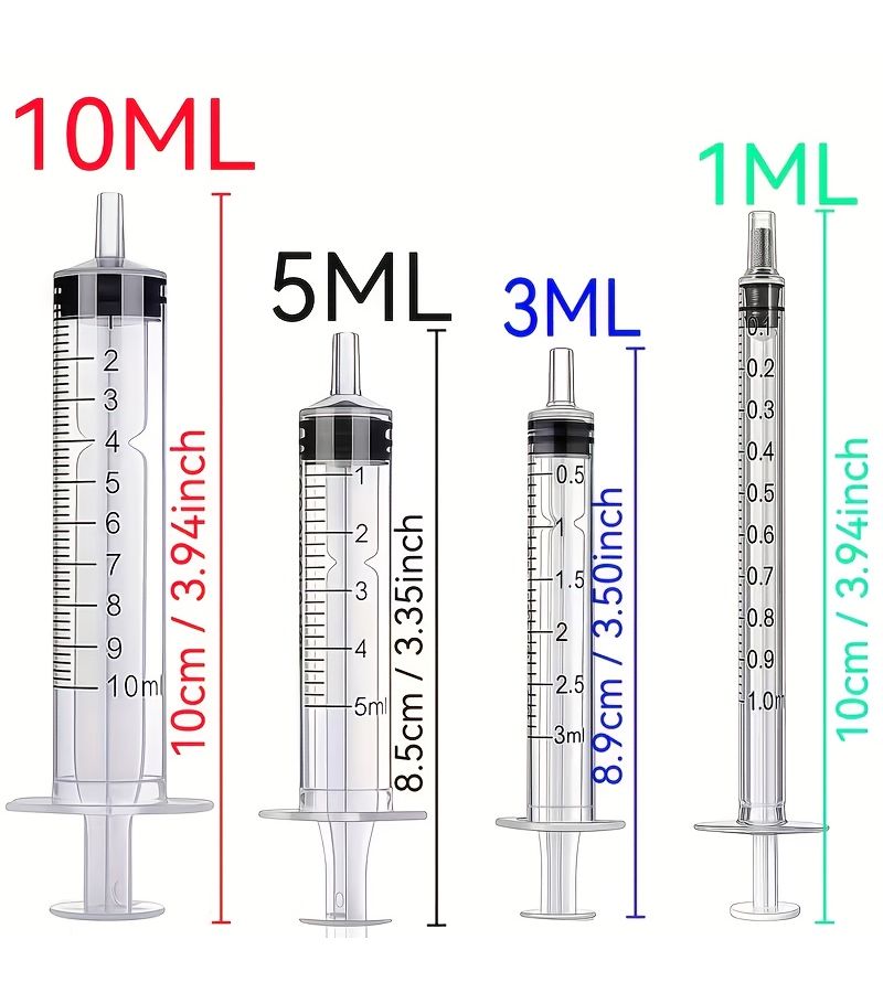 7 Pcs Multi Size Small Capacity Plastic Syringes 0.03 To 2.03 Oz For Scientific Laboratory Liquid Measurements And Pet Feeding - Image 3