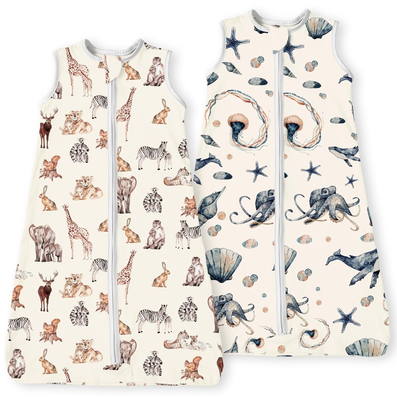 TOTBASIC Baby Sleep Sack 036 Months Light Wearable Blanket for Babies with 2Way Zippers 05 TOG Premium Soft Breathable Sleeping Bag for Baby Boys Girls 2Pack